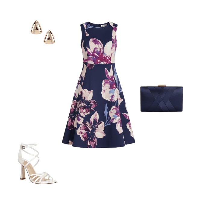 Calvin Klein Floral Print Heavy Weight Scuba Round Neck Sleeveless A-Line  Dress | Dillard's
