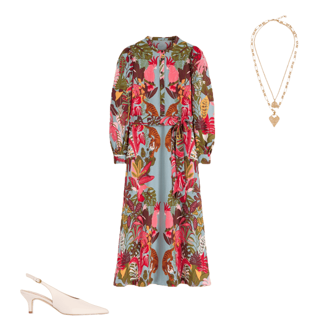 Ava Linen Blend Midi Dress-Blue Tropical Safari Placement | Boden USA