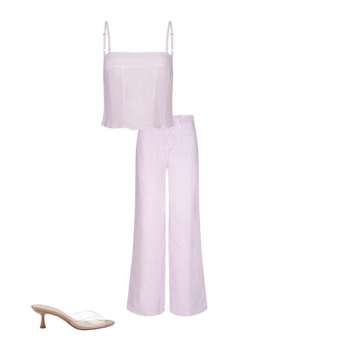 Arlin Linen Tank in Icy Lilac | L'AGENCE