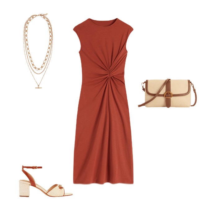 Delilah Twist Midi Dress-Burnt Orange | Boden USA