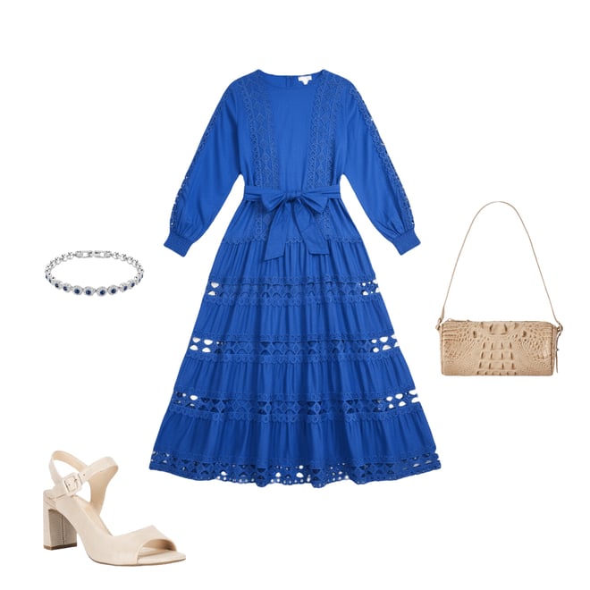 club l bridesmaid long sleeve crochet detail maxi dress Hilary Crochet Maxi Dress main image 0