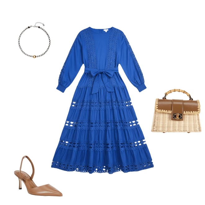 Layered With Love Plus Size Crew Neck Long Sleeve Bow Waist Detail Crochet  Trim A-Line Dress | Dillard's