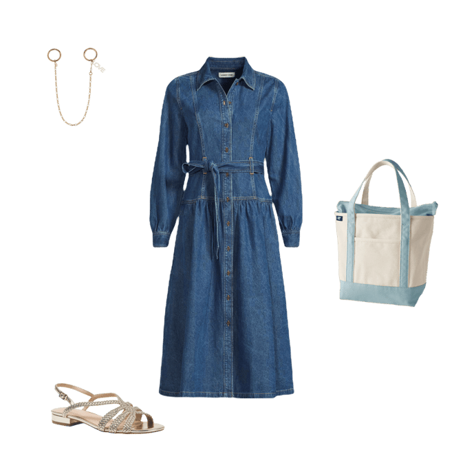 white christmas dresses Denim Fit & Flare Midi Dress – Ivy & Olive Boutique main image 1