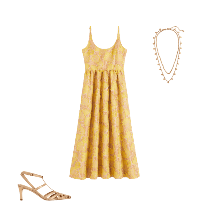 chinese dress ladies Octavia Linen Blend Dress-Yellow Blossom Elegance main image 1