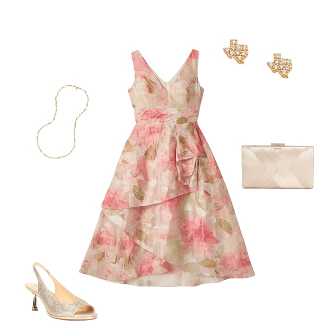 Adrianna Papell Petite Size Cascade Organza Midi Dress | Dillard's