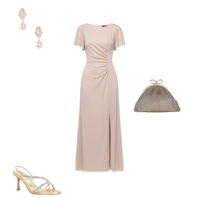 Ignite Evenings Petite Size Short Sleeve Boat Neck Front Slit Glitter  Jersey Dress | Dillard's