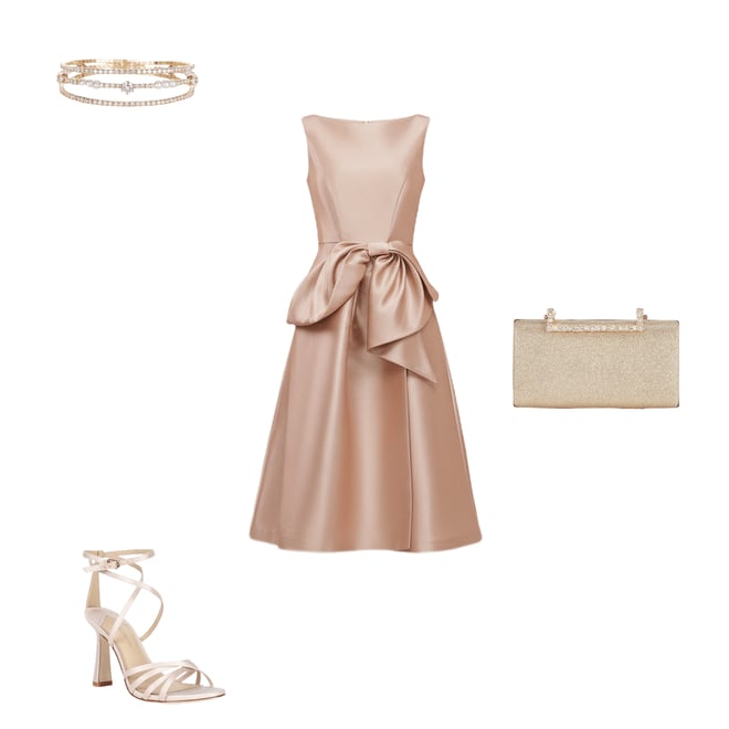 Kay Unger Lillian Metallic Mikado Boat Neck Sleeveless Large Bow Midi Dress  | Dillard's