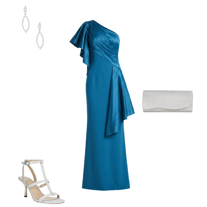 Tadashi Shoji One Shoulder Draped Taffeta Crepe Gown | Dillard's