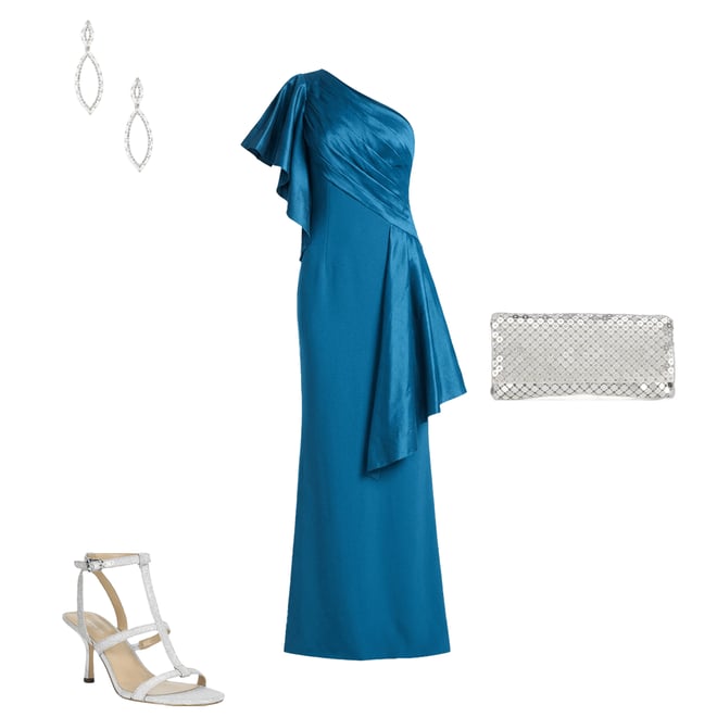 Tadashi Shoji One Shoulder Draped Taffeta Crepe Gown | Dillard's
