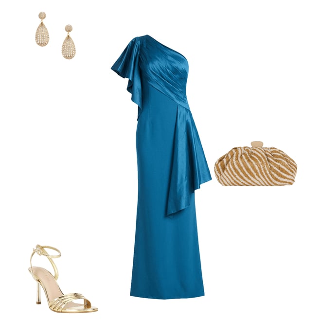 Tadashi Shoji One Shoulder Draped Taffeta Crepe Gown | Dillard's