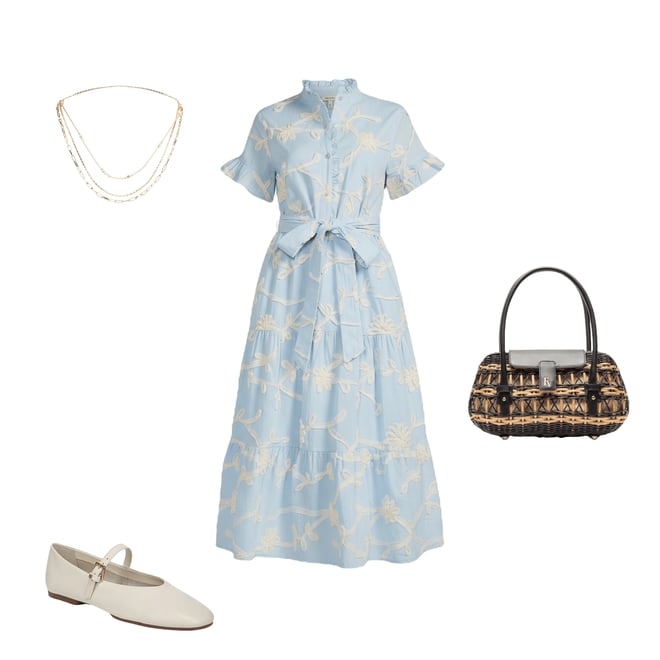J.Marie Jill Ruffle Short Sleeve Button Up Soutache Midi Dress