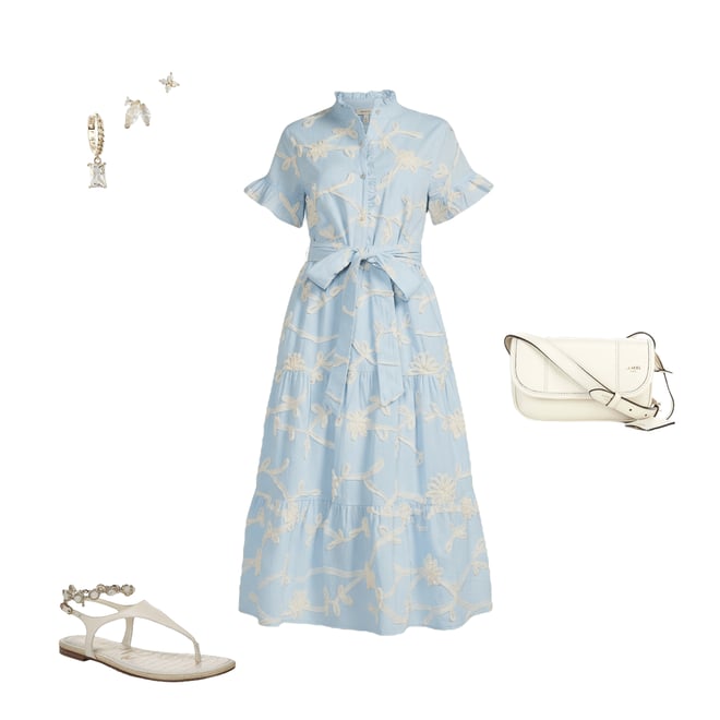 J.Marie Jill Ruffle Short Sleeve Button Up Soutache Midi Dress | Dillard's