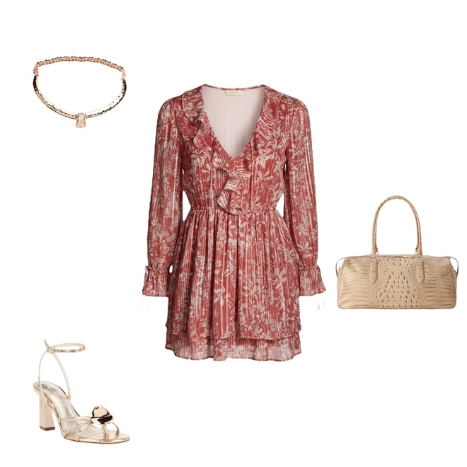 BCBG Chiffon Long Sleeve Ruffle Fit & Flare Mini Dress | Dillard's