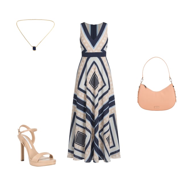 Eliza J Printed V-Neck Sleeveless A-Line Maxi Dress | Dillard's
