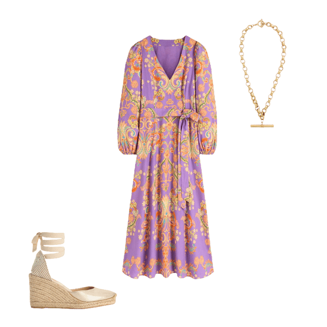 Boden Women's Florence Linen Blend Dress in Purple | Size 4