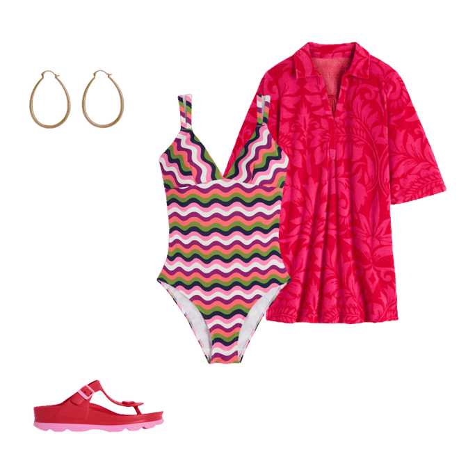 boden towelling beach dress Collared Notch Towel Dress-Pink Rose, Botanic Blush
