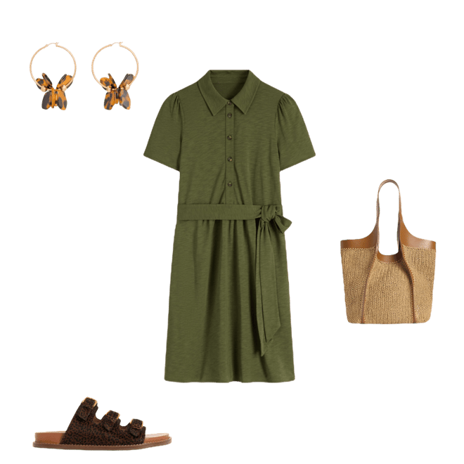 Patti Short Jersey Shirt Dress-Woodland Green | Boden UK