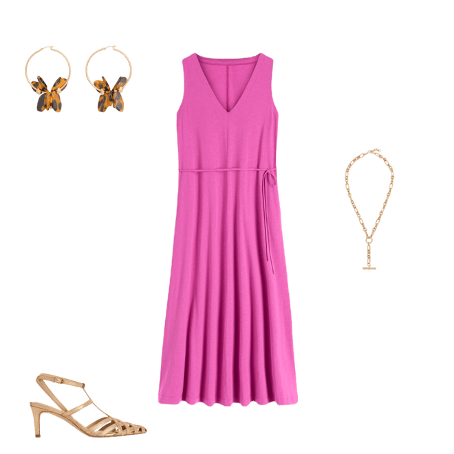 Mia V-neck Jersey Midi Dress-Passion Flower | Boden USA