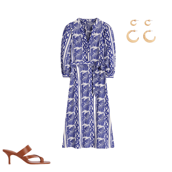 Octavia Cotton Dress-Blue Ivory Embroidery | Boden USA