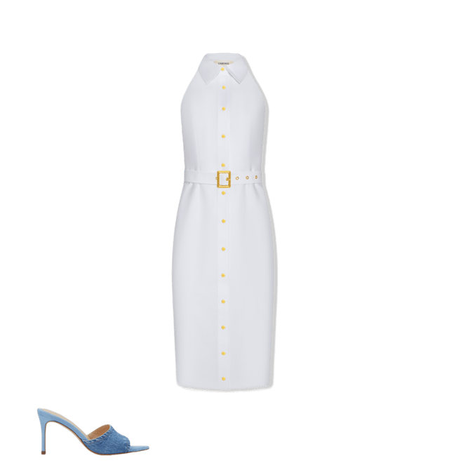 Lisette Midi Dress in White | L'AGENCE