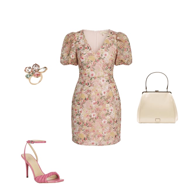 Eliza J Embroidered Floral Mesh Short Puff Sleeve V-Neckline Sheath Mini  Dress | Dillard's