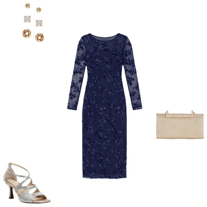 JS Collections Women's Kori Long Sleeve Cocktail Dress - Blue - Cocktail Dresses