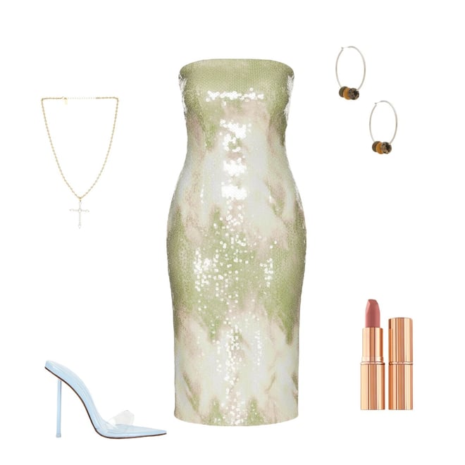 Camila Coelho Alandra Midi Dress in Green & Beige | REVOLVE