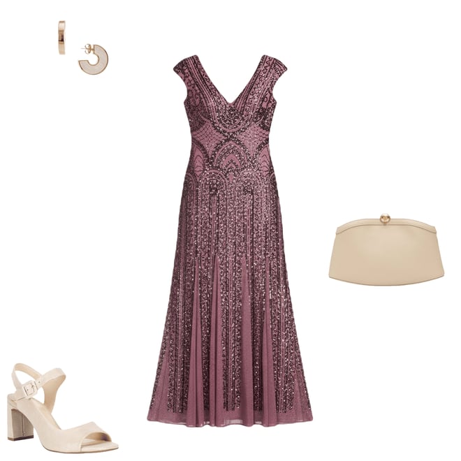 r&m richards burgundy dress R&M Richards Embellished Panel Jacket Dress