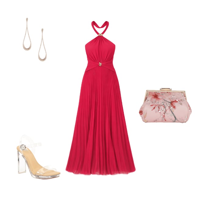 Aidan Mattox Pleated Chiffon Halter Neck Sleeveless Hardware Maxi Dress |  Dillard's