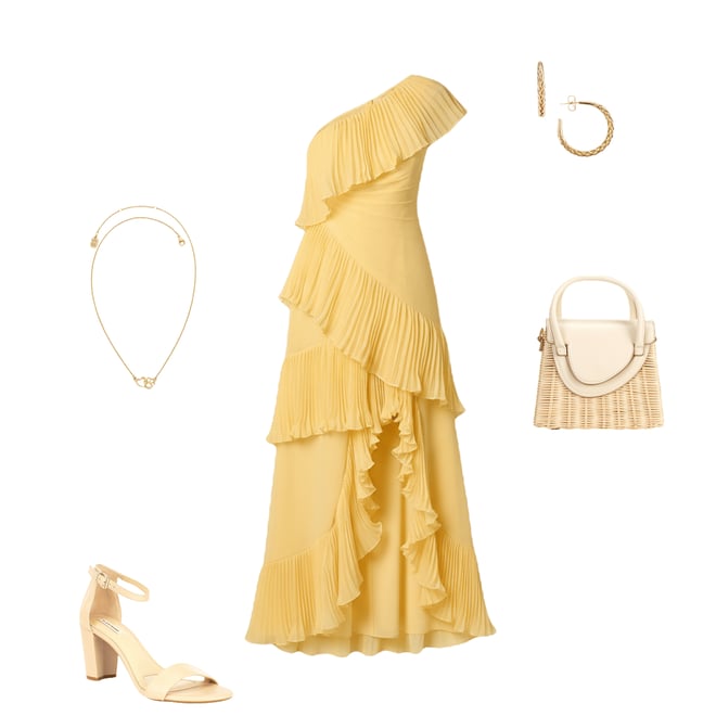Adrianna Evening by Adrianna Papell Chiffon One Shoulder Long Dress With  Ruffles
