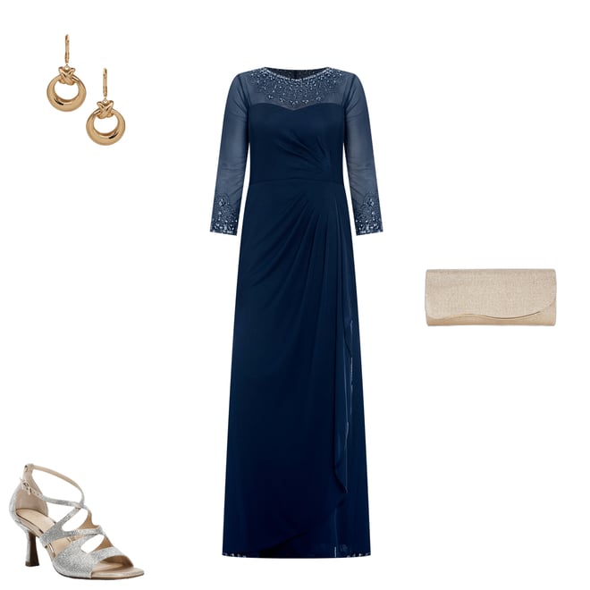 Alex Evenings Petite Size Crew Neck 3/4 Sleeve Stretch A-Line Gown |  Dillard's