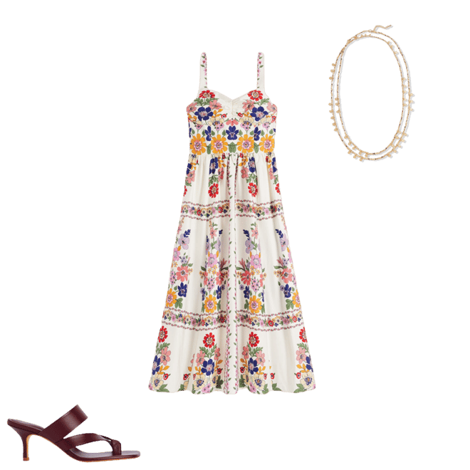 Fit and Flare Midi Dress-Multi Meadow Flowers Lattice | Boden USA