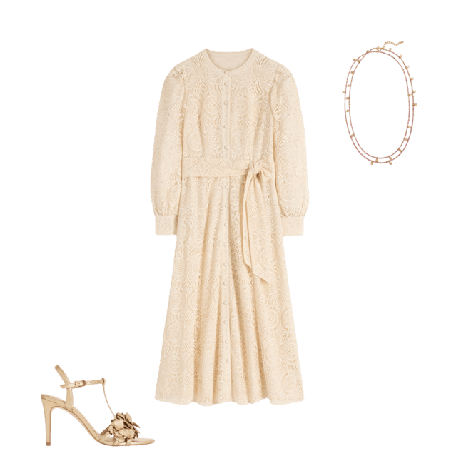 Blouson Sleeve Lace Dress-Ivory Lace | Boden USA