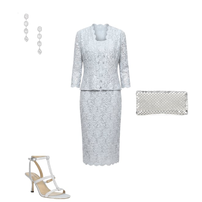 Ignite Evenings Petite Size 3/4 Sleeve Square Neck Sequin Lace 2-Piece Jacket  Dress | Dillard's