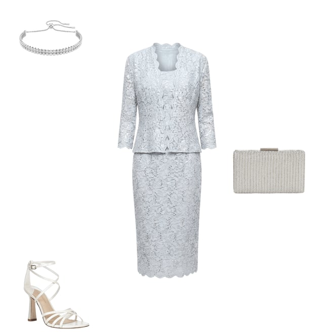 Ignite Evenings Petite Size 3/4 Sleeve Square Neck Sequin Lace 2-Piece Jacket  Dress | Dillard's