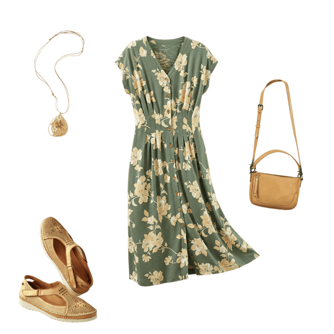 Button-Front Floral Knit Dress - Coldwater Creek