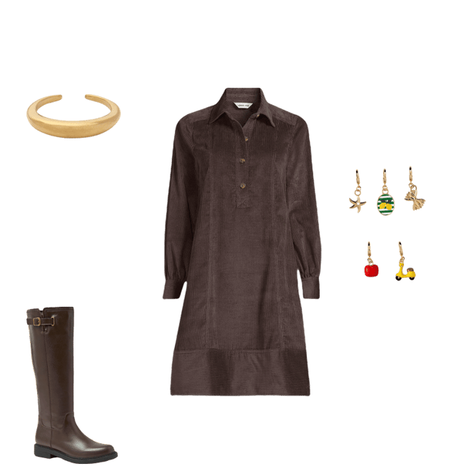 Women's Wide Wale Cord Popover Long Sleeve Shirt Dress | Lands' End