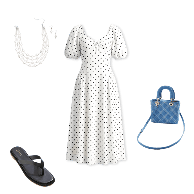 black and gold womens dress Vintage Polka Dot Slip Dress (S) – Public Romance main image 0