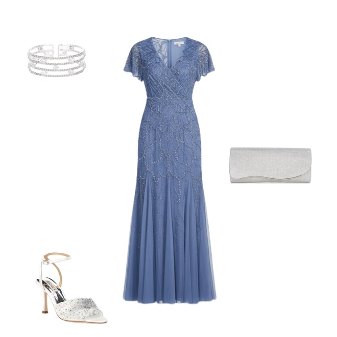 Adrianna Papell Beaded Mesh Surplice V-Neck Short Dolman Sleeve Fit & Flare  Gown | Dillard's