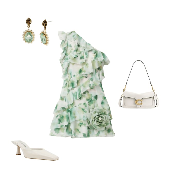 ELLIATT Solene Floral Print Georgette One-Shoulder Sleeveless Ruffle Flower  Trim Mini Dress | Dillard's