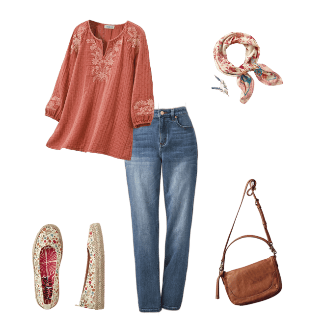 Luisa Embroidered Gauze Top - Coldwater Creek