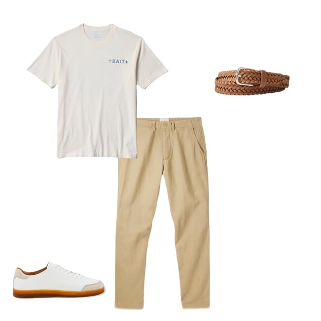 Wythe New York Cotton Linen Twill Flat Front Chinos - Camp Khaki
