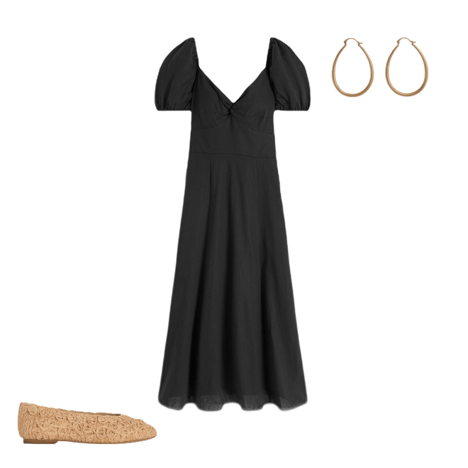 Twist Front Linen Blend Dress-Black | Boden USA