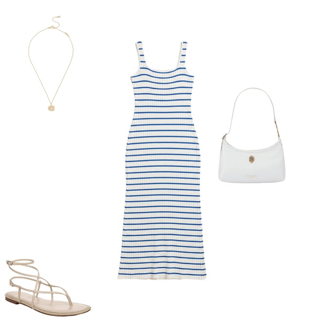 Skies Are Blue Striped Rib Knit Square Neck Sleeves Sheath Maxi Dress |  Dillard's