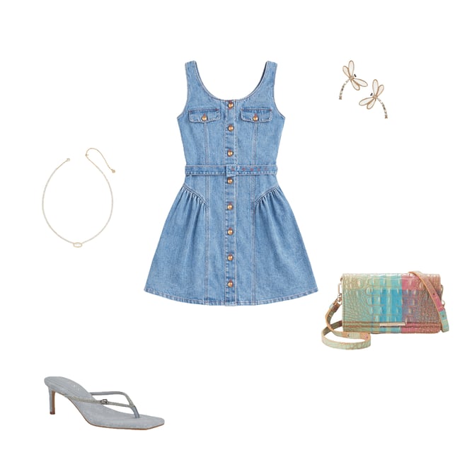 VICI Collection Denim Sleeveless Button Front Belted Drop Waist Mini Dress