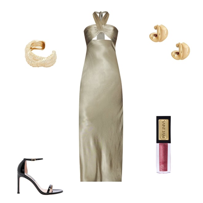 sachin and babi light blue dress @jesslingard_ reimagines what denim can do with the Denim Halterneck Dress main image 0