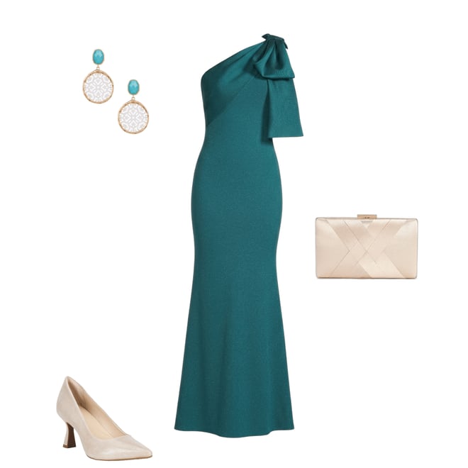 Betsy & Adam Satin Bow One Shoulder Scuba Crepe Sleeveless Mermaid Gown |  Dillard's