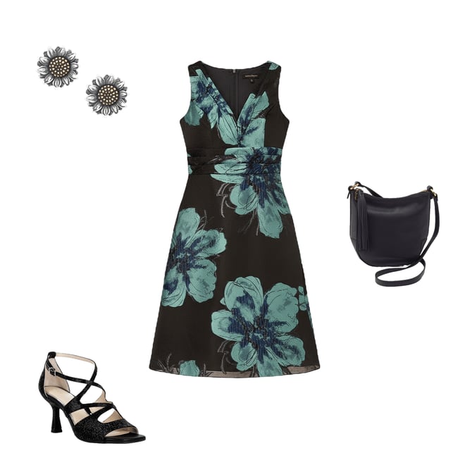 Adrianna Papell Floral Jacquard V-Neck Sleeveless A-Line Dress | Dillard's