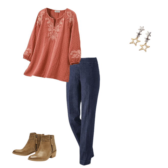 Luisa Embroidered Gauze Top - Coldwater Creek