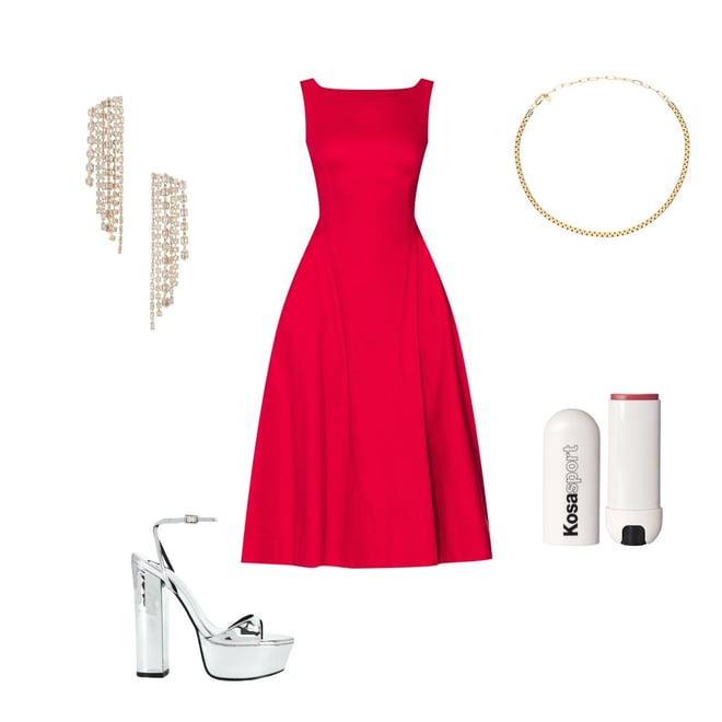 Helsa Stretch Cotton Sateen Midi Dress in Red | REVOLVE